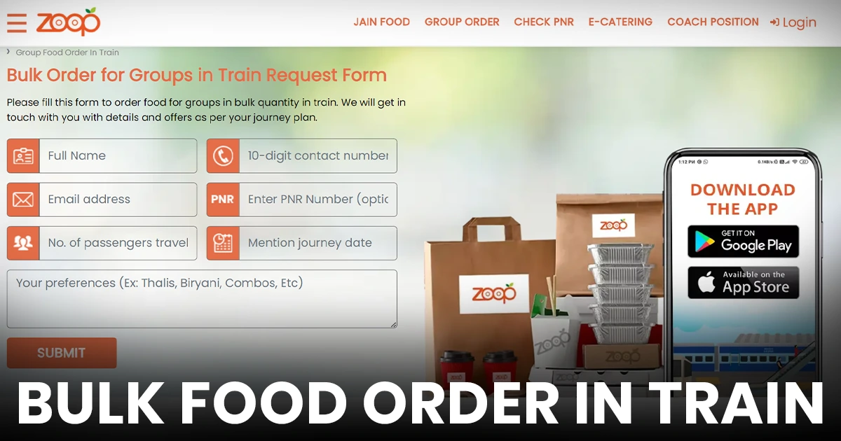 order food in bulk online in train