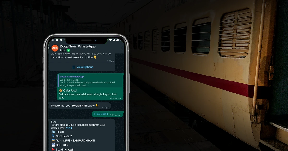 Order food in train on WhatsApp with Zoop