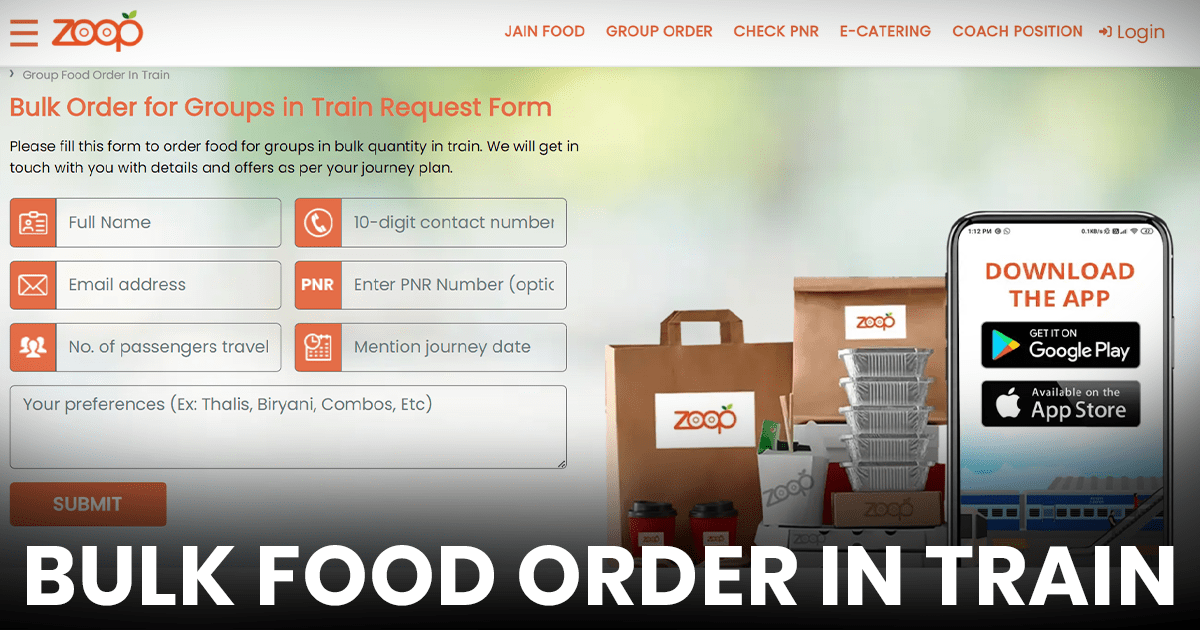 bulk food order in train