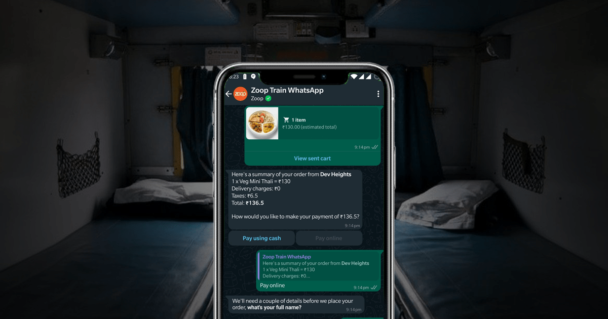 Order Food in Train on WhatsApp