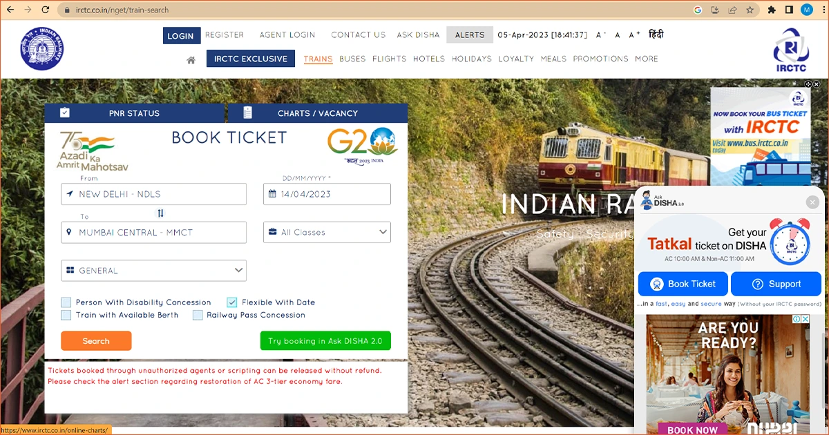 Register for an IRCTC ID on their official website