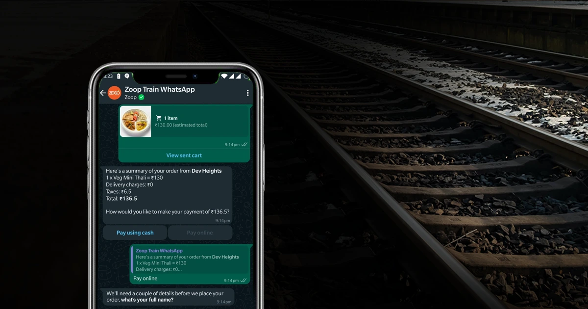  rail passengers by ordering food on the train from WhatsApp