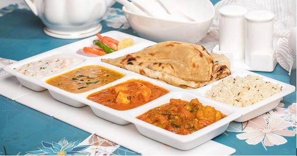 Jain food thali in Trains