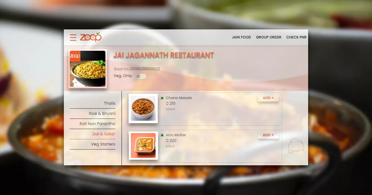 Food delivery at Visakhapatnam Railway Station from restaurants delivering at railway station