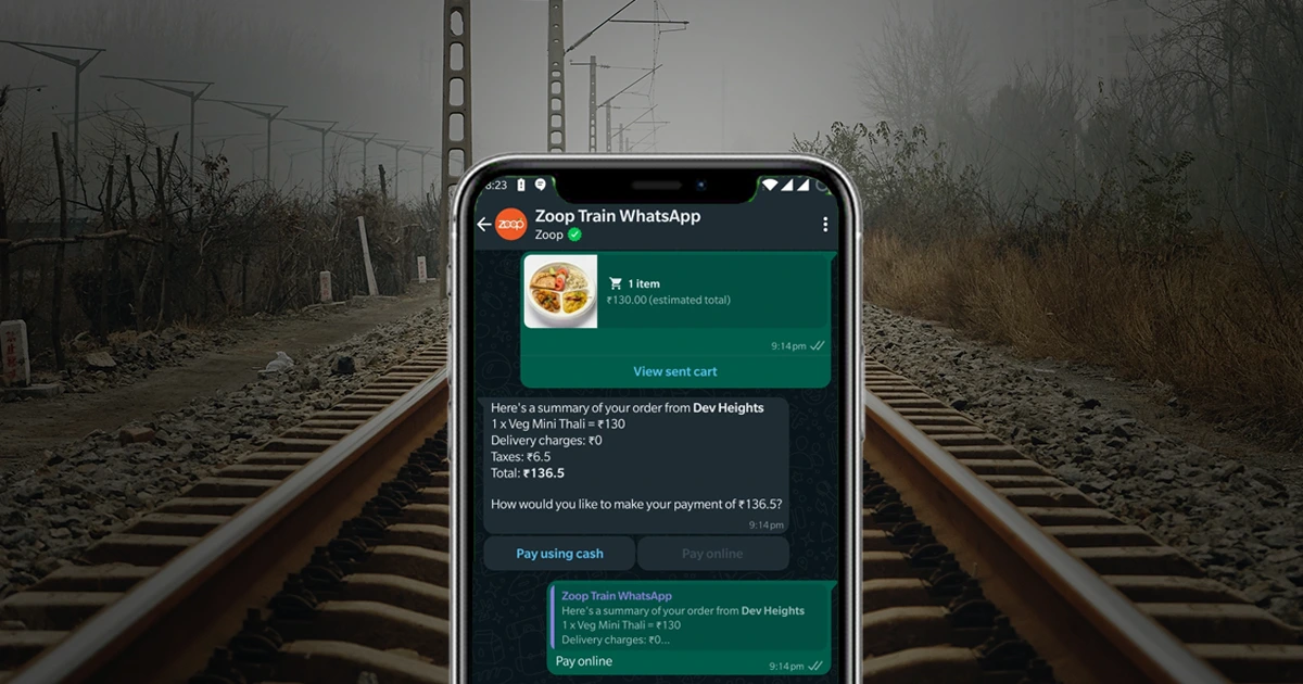 Order food in train online on Whatsapp