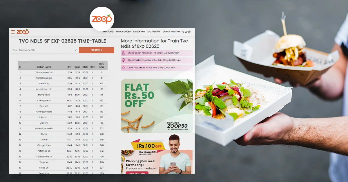 Don't forget snacks on your train journey with Zoop India's Food in train options
