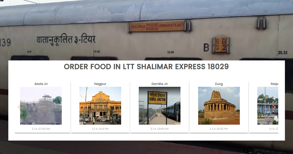 Food along the route of 18029 Shalimar express