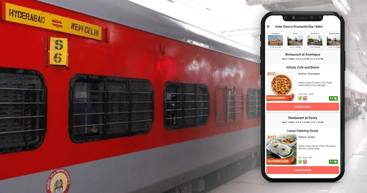 Order food in train on the Prashanthi Express online from top restaurants