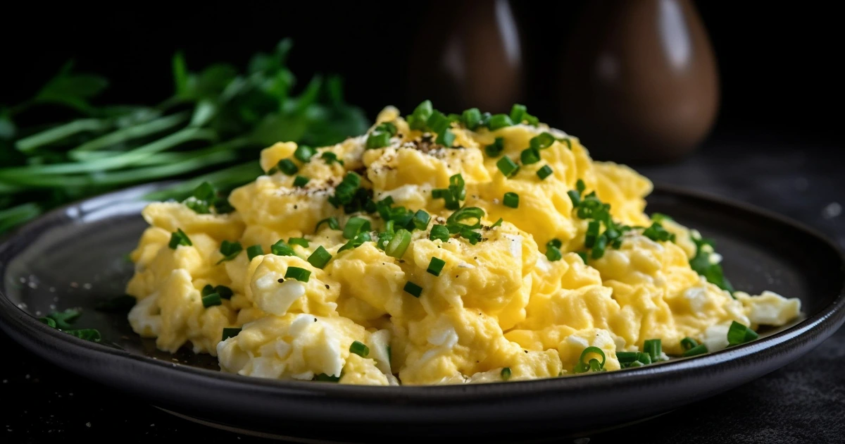 Scrambled eggs as one of egg dishes for food in train