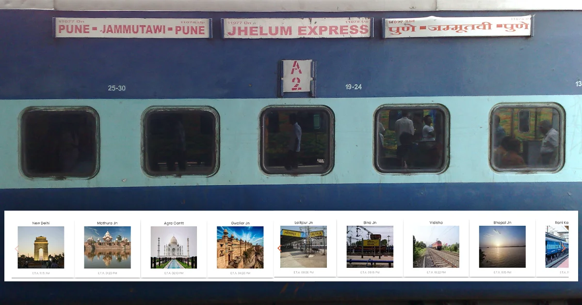 Restaurants along the Jhelum Express route of train no. 11078