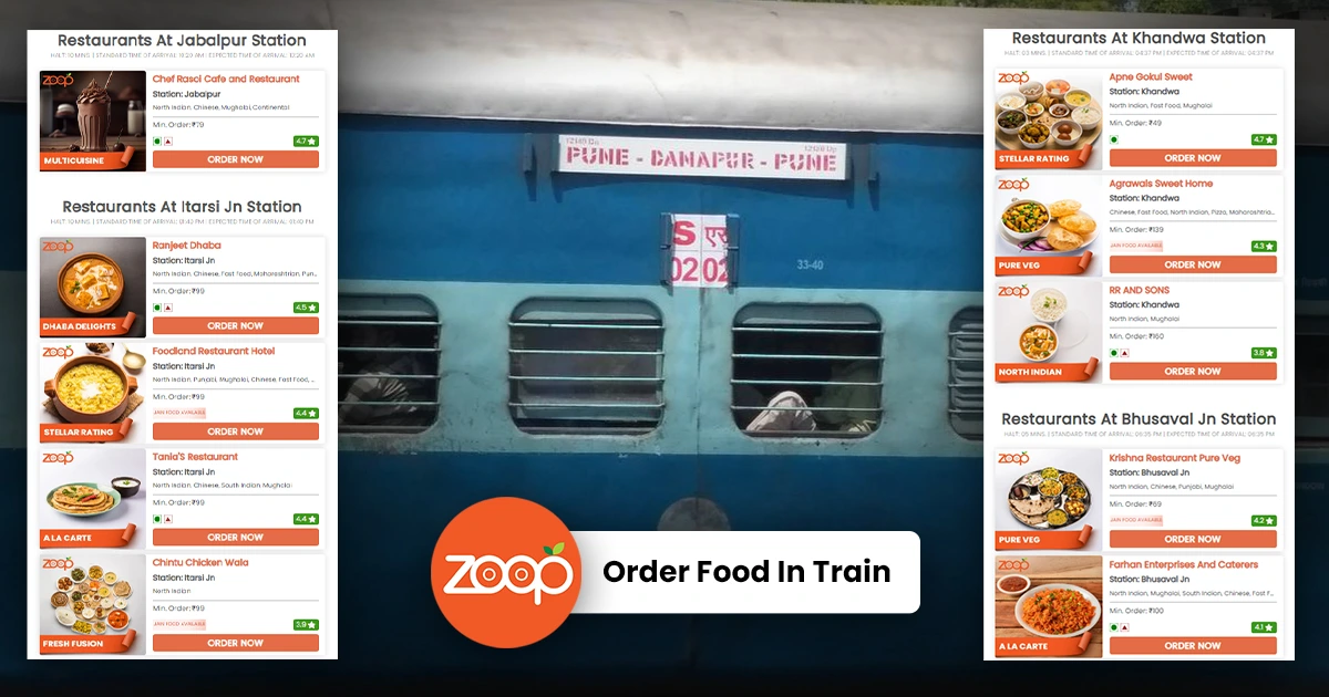 Order food in train on DNR PUNE EXP train no. 12150