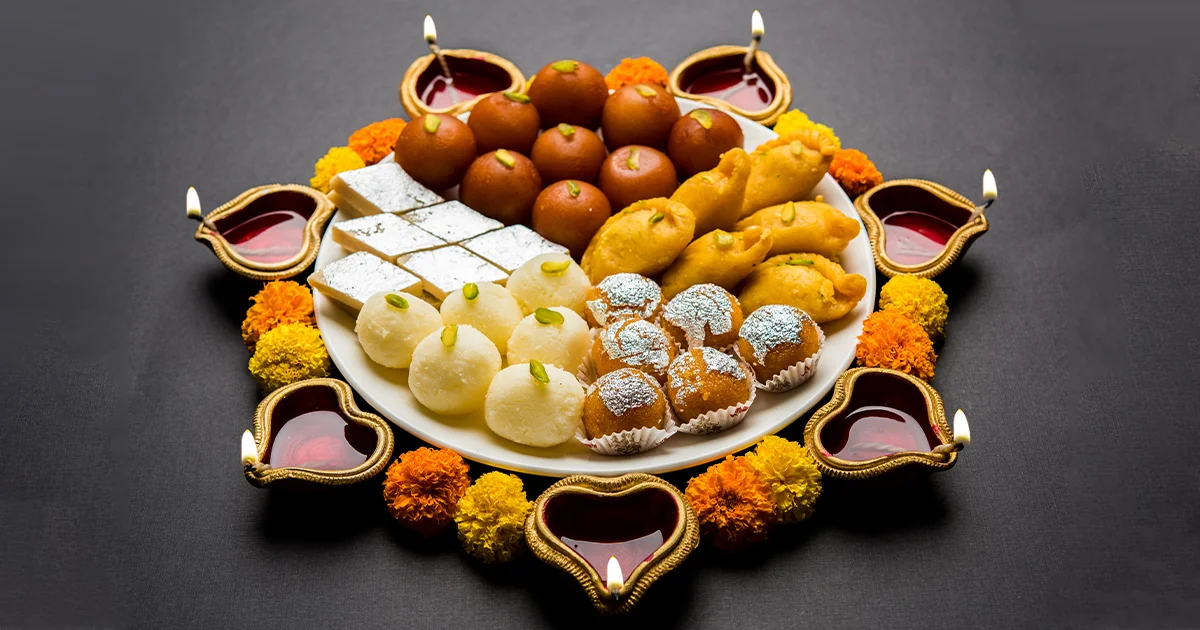 Essence of Diwali with traditional indian sweets